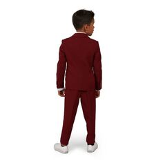 Комплект OppoSuits ярко-бордового цвета с однотонной курткой, брюками и галстуком для мальчиков 2–8 лет OppoSuits