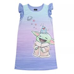 Девочки 4–10 лет, Звездные войны, Мандалорец Грогу, он же Малыш Йода, «Смеющийся Грогу», ночная рубашка Licensed Character