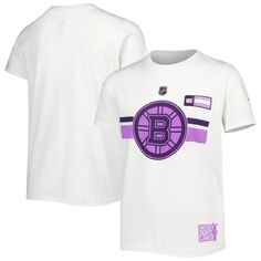Молодежная белая футболка НХЛ «Бостон Брюинз 2022 против рака» Outerstuff
