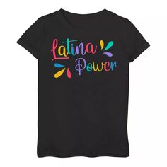 Футболка Latina Power с цветной надписью для девочек 7–16 лет Unbranded