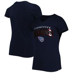 Молодежная футболка New Era Tennessee Titans с обратными пайетками и надписью с v-образным вырезом New Era