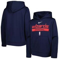 Молодежный пуловер с капюшоном Nike Navy Washington Wizards Spotlight Practice Performance Nike