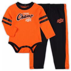 Оранжевый/черный комплект боди с длинными рукавами и спортивных штанов Little Kicker в ковбоях штата Оклахома для младенцев Outerstuff