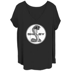 Черно-белая футболка с v-образным вырезом и графическим рисунком Shelby Cobra для юниоров больших размеров Licensed Character