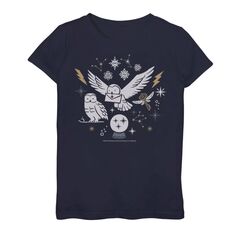 Рождественская зимняя футболка с изображением совы для девочек 7–16 лет в стиле Гарри Поттера Licensed Character