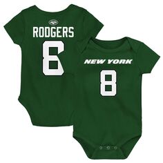 Младенческое боди Aaron Rodgers Green New York Jets с именем и номером игрока Outerstuff