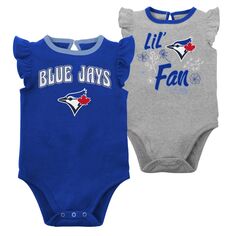 Комплект из двух боди Royal/Heather Grey Toronto Blue Jays Little Fan для новорожденных и младенцев Outerstuff