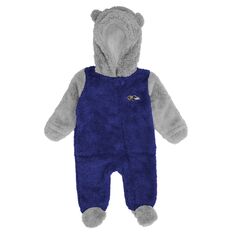 Фиолетовый/серый спальный комбинезон Baltimore Ravens Game Nap Teddy с флисовой овсянкой и молнией во всю длину для новорожденных и младенцев Outerstuff