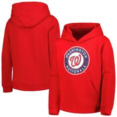 Пуловер с капюшоном и логотипом молодежной красной команды Washington Nationals Team Outerstuff