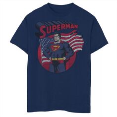 Футболка с рваным флагом и рисунком Супермена для мальчиков 8–20 лет DC Comics Licensed Character