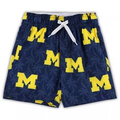 Темно-синие шорты для плавания Wes &amp; Willy Michigan Wolverines Palm Tree для дошкольников Unbranded