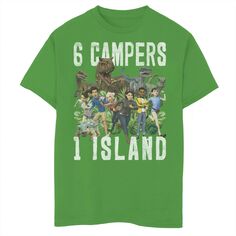 Мальчики 8–20 лет Jurassic World: Camp Melaceous 6 отдыхающих 1 футболка с рисунком острова Jurassic World