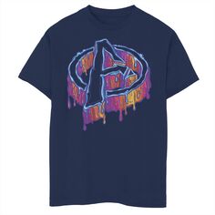 Футболка с логотипом «Капающая краска» для мальчиков 8–20 лет Marvel Avengers Marvel, синий