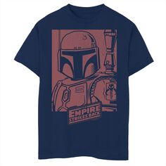 Однотонная футболка с плакатом «Звездные войны Боба Фетт» для мальчиков 8–20 лет Licensed Character, синий
