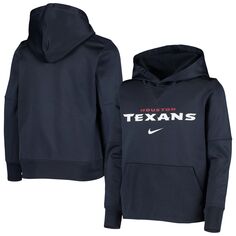 Молодежный пуловер с капюшоном Nike Houston Texans Wordmark темно-синего цвета Nike