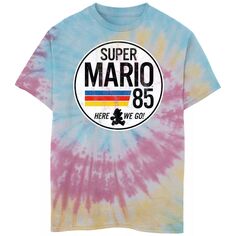 Футболка с логотипом Tie Dye для мальчиков 8–20 лет Nintendo Super Mario 85 Here We Go Nintendo