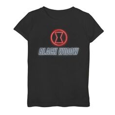 Футболка с неоновым светящимся логотипом Marvel Black Widow для девочек 7–16 лет Marvel