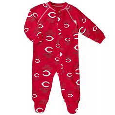 Красная пижама реглан на молнии для младенцев Cincinnati Reds Outerstuff
