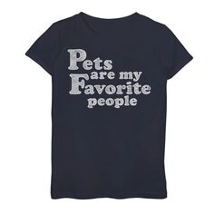 Простая футболка с потертым рисунком для девочек 7–16 лет «Домашние животные — мои любимые люди» Unbranded, синий