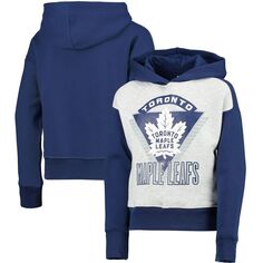 Молодежный пуловер с капюшоном для девочек, серый/синий Торонто Мэйпл Лифс Let&apos;s Get Loud Outerstuff