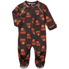 Коричневые пижамы для младенцев Cleveland Browns с окантовкой и молнией во всю длину реглан Outerstuff