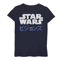 Футболка с логотипом кандзи и графическим рисунком «Звездные войны: Видения» для девочек 7–16 лет Star Wars, синий