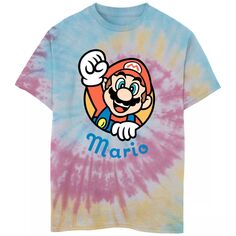 Футболка Nintendo Mario Bros Heart Tie Dye для мальчиков 8–20 лет Nintendo