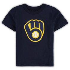 Темно-синяя футболка с логотипом Milwaukee Brewers Team Crew для малышей Outerstuff
