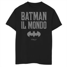Футболка с логотипом и графическим рисунком «Бэтмен: Il Mondo Италия» для мальчиков 8–20 лет DC Comics