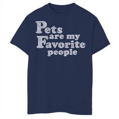 Простая футболка с потертым рисунком для мальчиков 8–20 лет «Домашние животные — мои любимые люди» Licensed Character, синий