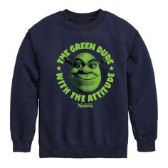 Зеленый флисовый свитшот с рисунком Shrek Dude Attitude для мальчиков 8–20 лет Licensed Character, синий