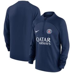 Молодежный топ Nike Navy Paris Saint-Germain Academy Pro Drill Performance с молнией четверти реглан Nike