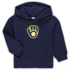 Темно-синий флисовый пуловер с капюшоном и логотипом Milwaukee Brewers Team для малышей Outerstuff