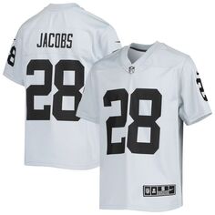 Молодежная футболка Nike Josh Jacobs Silver Las Vegas Raiders Inverted Team Game Nike