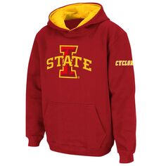 Пуловер с капюшоном и большим логотипом Youth Stadium Athletic Cardinal Iowa State Cyclones Unbranded