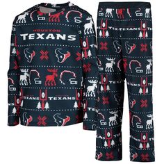 Молодежная футболка с длинными рукавами и брюки с логотипом Houston Texans, праздничный пижамный комплект для сна Outerstuff