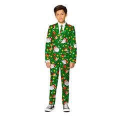 Зеленый рождественский костюм Suitmeister Santa Elves для мальчиков 4–16 лет: комплект из пиджака, брюк и галстука Suitmeister