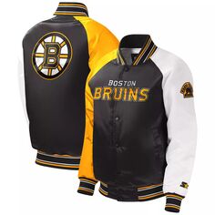 Черная университетская куртка с длинными кнопками реглан Youth Starter Boston Bruins Starter