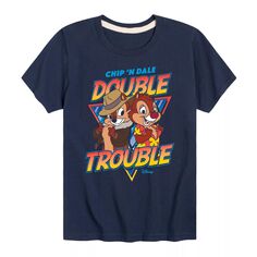 Футболка с рисунком Double Trouble для мальчиков 8–20 лет Disney&apos;s Chip N Dale Licensed Character, синий