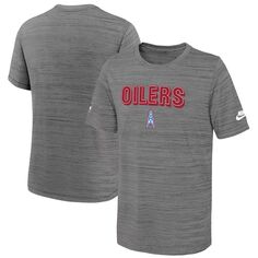 Молодежная футболка Nike Heather Grey Tennessee Titans Oilers Throwback Sideline Performance Team Issue Velocity Alternate Nike