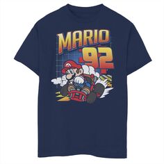 Красочная футболка Nintendo Mario Kart 92 Classic Drift для мальчиков 8–20 лет Licensed Character, синий
