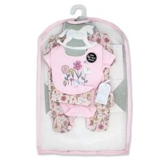 Подарочный набор из 5 предметов с цветочным принтом для маленьких девочек в сетчатой ​​сумке Rock A Bye Baby Boutique