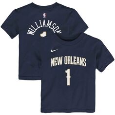 Темно-синяя футболка Nike Zion Williamson New Orleans Pelicans с логотипом имени и номера для малышей Nike