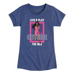Футболка Barbie Play Outside The Box для девочек 7–16 лет с графическим рисунком Barbie, синий