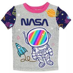 Пижамный комплект NASA: топ, шорты и штаны для маленьких девочек Licensed Character