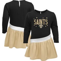 Черное/золотое платье-туника New Orleans Saints Heart To Heart для девочек из джерси Outerstuff