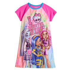 Ночная рубашка Monster High для девочек 4–10 лет в общежитии Licensed Character