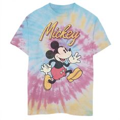 Классическая футболка с рисунком «Микки и друзья Микки» для мальчиков 8–20 лет для бега с портретом и рисунком тай-дай Disney