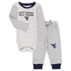 Серый комплект из боди и брюк с длинными рукавами Infant Wes &amp; Willy Heather West Virginia Mountaineers Jie Jie Unbranded