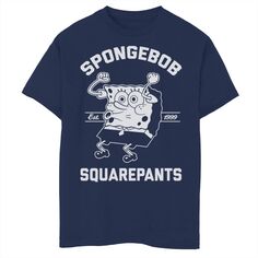 Футболка с рисунком Nickelodeon SpongeBob SquarePants для мальчиков 8–20 лет Excited Founded 99 Nickelodeon, синий